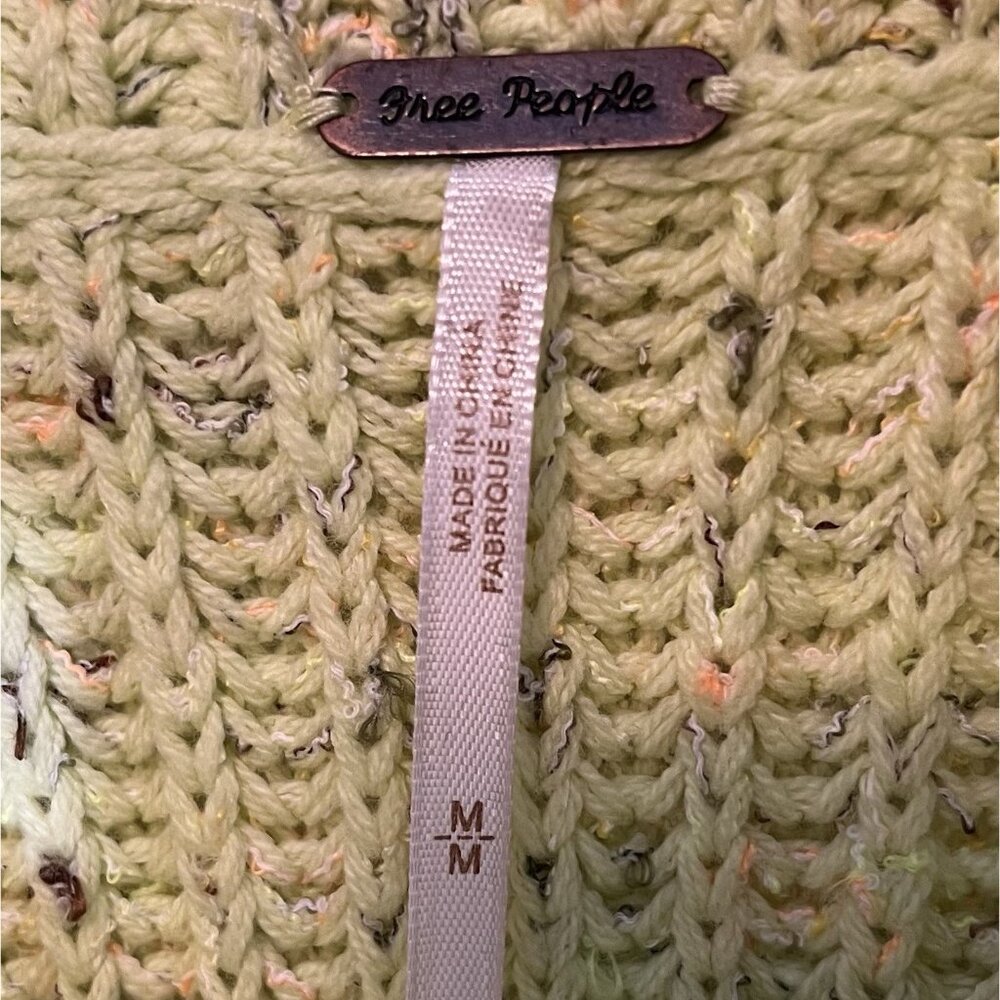 Free People Leo Tunic Sweater Medium Size Green Yellow Cowl Neck Confetti Knit - Picture 5 of 11